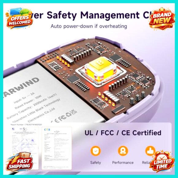 Rechargeable Hand Warmers, 2 Pack Magnetic Heaters, Portable Outdoor Gear - Picture 6 of 6